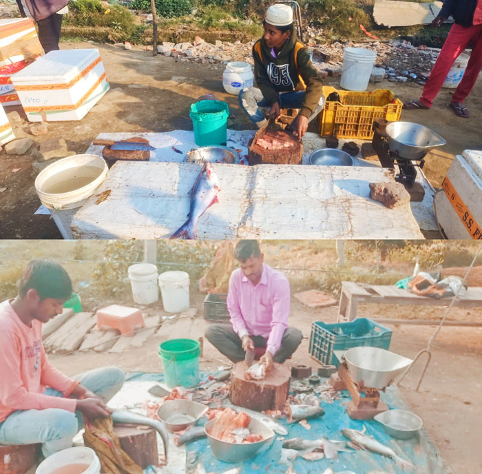 Fish being sold in dirty places on Garhshankar Banga Road, the health officer kept silent.
